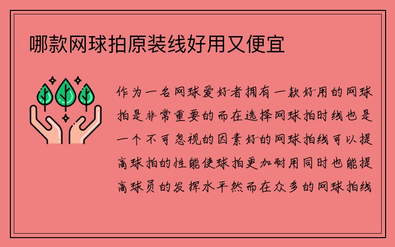 哪款网球拍原装线好用又便宜