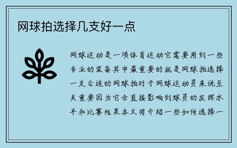 网球拍选择几支好一点