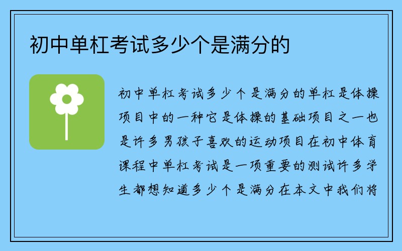 初中单杠考试多少个是满分的