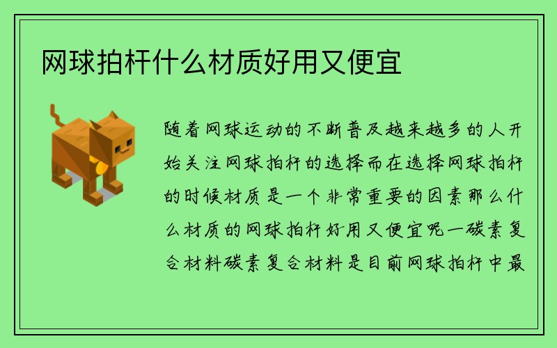 网球拍杆什么材质好用又便宜