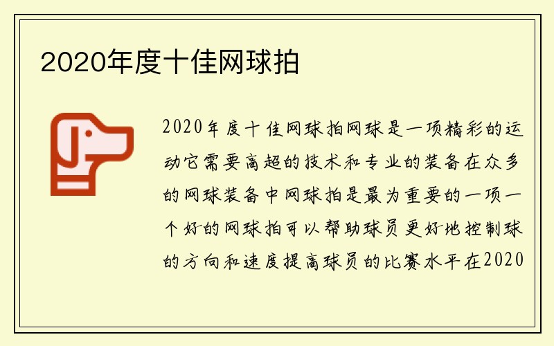 2020年度十佳网球拍