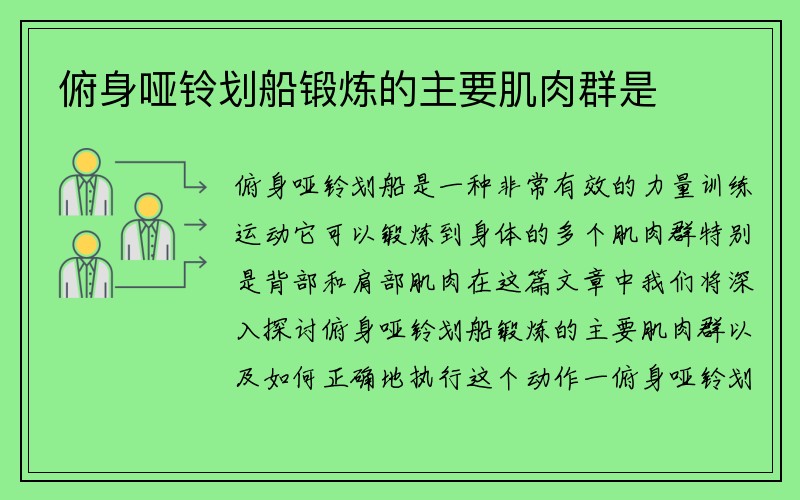 俯身哑铃划船锻炼的主要肌肉群是